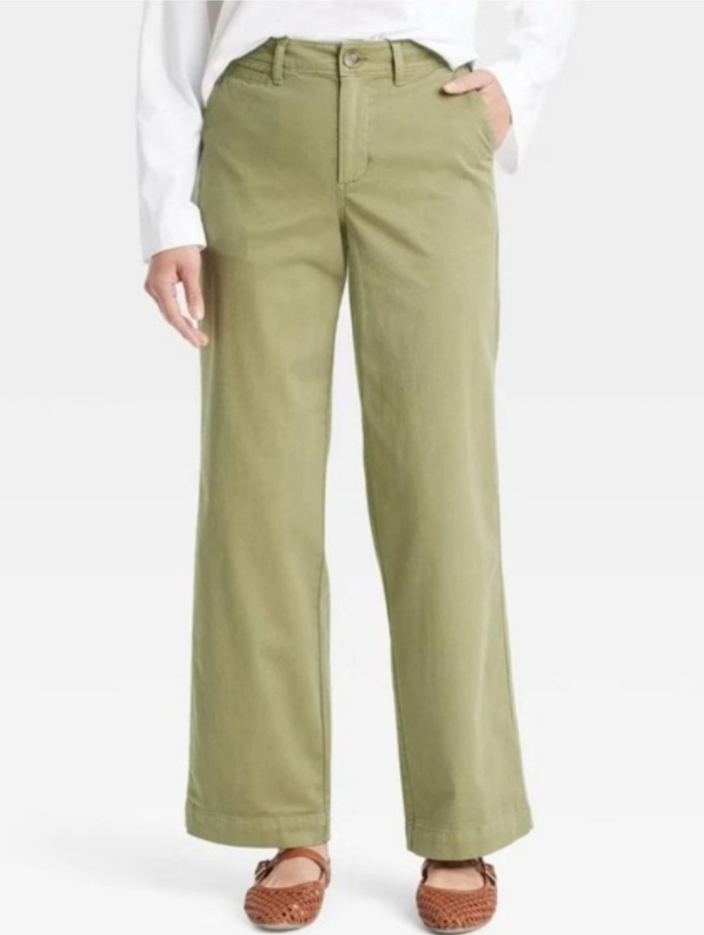 Universal Thread Size 2 Olive Mid-Rise Straight Leg Chino Pants 3577-AN